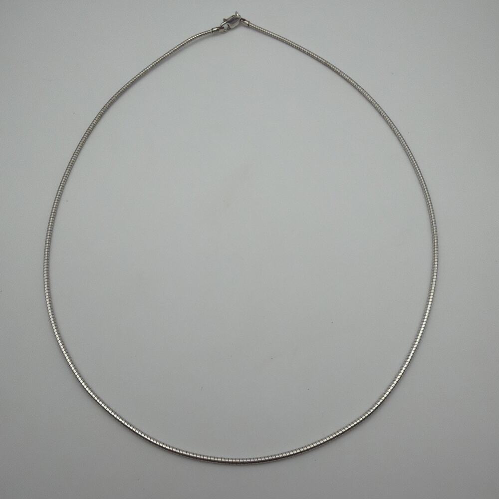 Sterling Silver Round Omega Necklace Made in Italy 925 2mm 18"